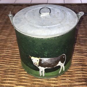 Rustic metal painted bucket